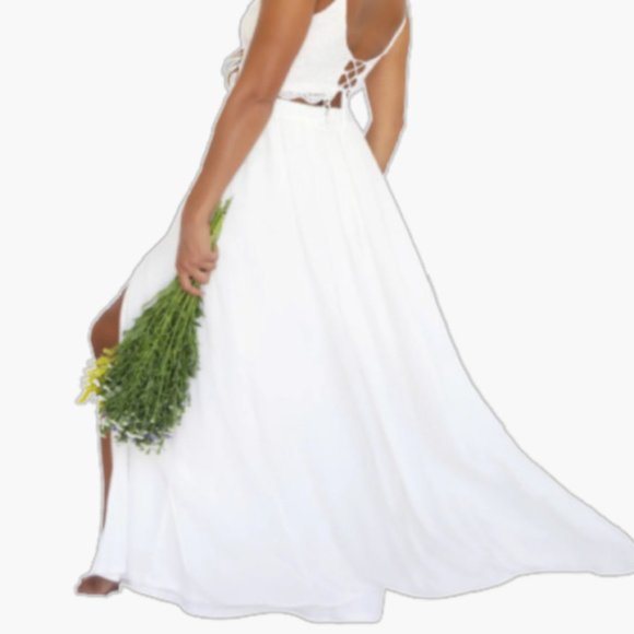 Lulus - Midnight Memories White Chiffon Maxi Skirt - Size Large - Picture 2 of 5